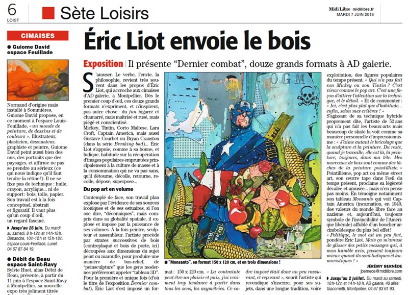 Eric LIOT envoie le bois...dernier combat à AD Galerie