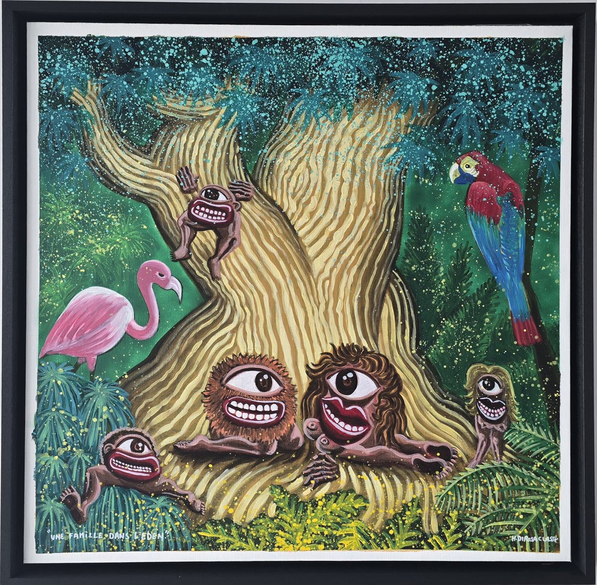 Di Rosa Hervé Acrylique sur toile Conte d'autrefois 103x103 cm Di Rosa Hervé, Une famille dans l'Eden, acrylique sur toile, 105x105 cm