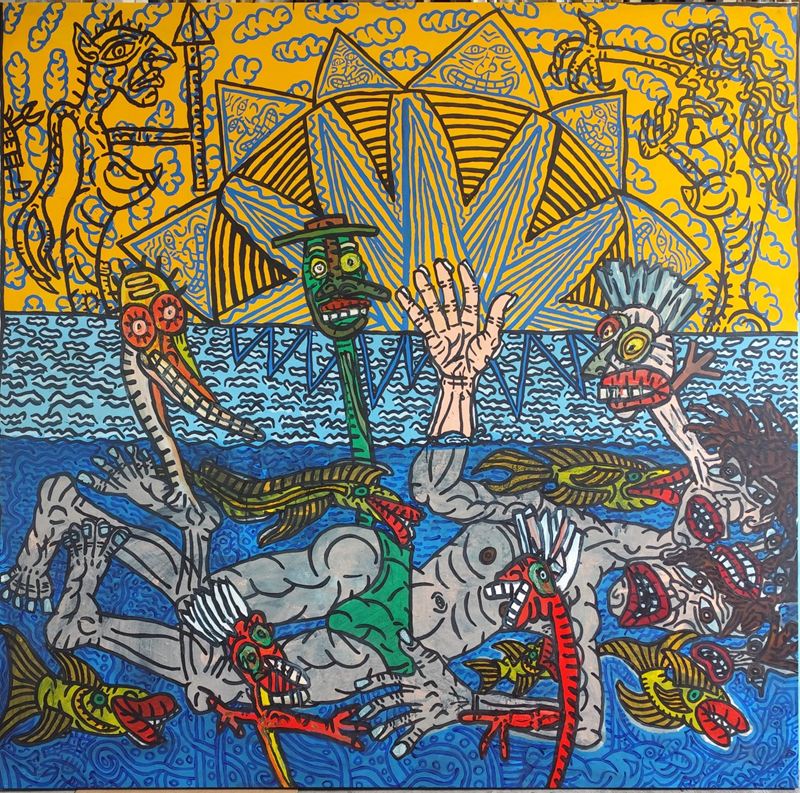 COMBAS- Robert- autoportrait- énervé-en- train- de- faire-trempette-acrylique-sur-toile-220x223cm-1987 COMBAS- Robert- autoportrait- énervé-en- train- de- faire-trempette-acrylique-sur-toile-220x223cm-1987