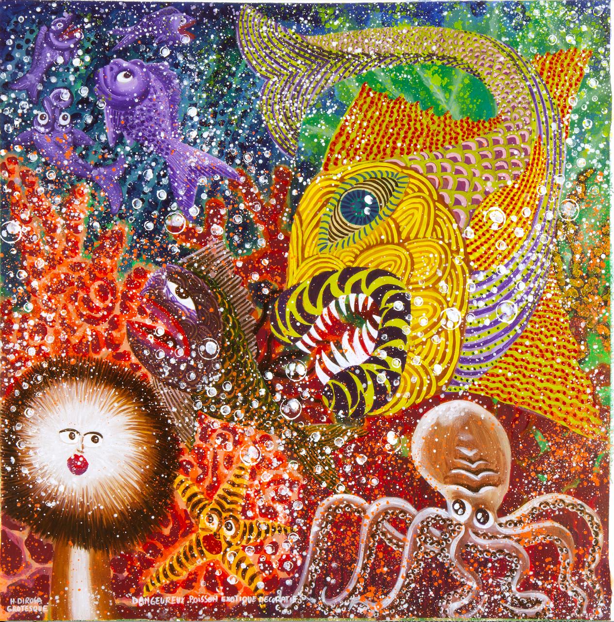 Di Rosa Hervé "Dangereux poissons exotiques" Acrylique sur toile, 106x106 cm Di Rosa Hervé "Dangereux poissons exotiques" Acrylique sur toile, 106x106 cm