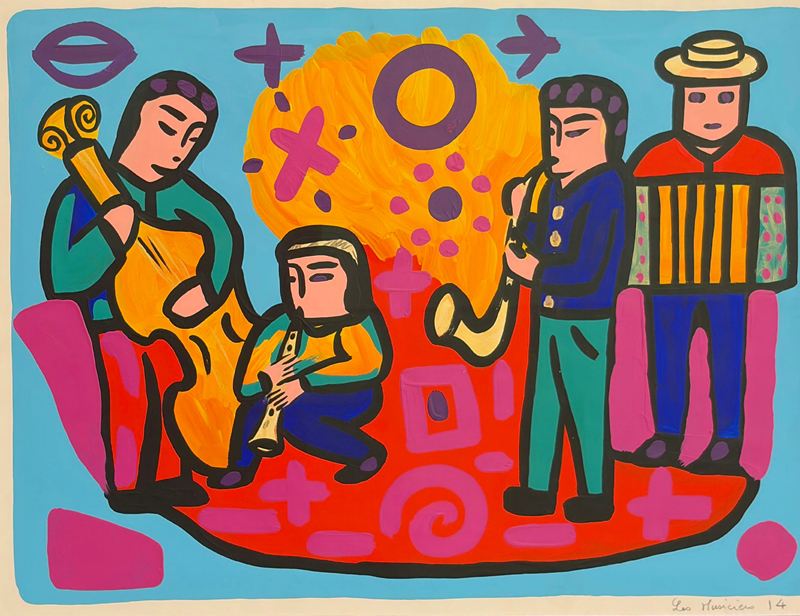 Rémi Blanchard Les musiciens Acrylique sur papier 57x76cm Rémi Blanchard Les musiciens Acrylique sur papier 57x76cm circa 1991